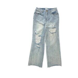 a Loves a Distressed Raw Hem Relaxed Bootcut Women's size 27 Medium Blue Jeans
